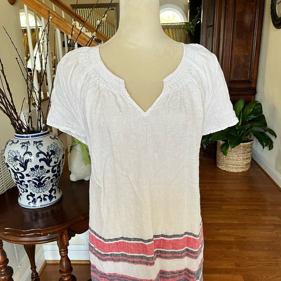 Talbots border stripe linen top - Picture 2 of 4